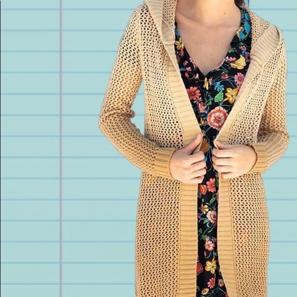 Evy’s Tree “Avery” Open Knit Hooded Cardigan S
